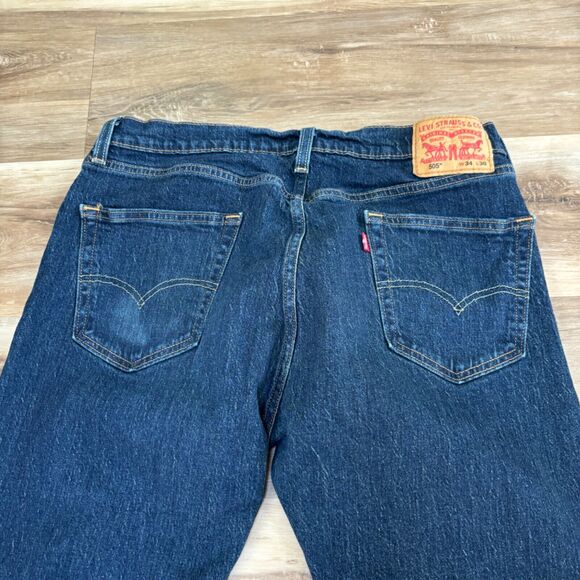 Levi's 505 Jeans Mens 34 x 30 Regular Fit Straight Leg Dark Wash - Picture 9 of 10